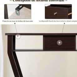 COSTWAY konsolbord - 120x30x81CM - 1 skuffe og 2 rum til opbevaring, landlig stil, brune indgangsmøbler Brun