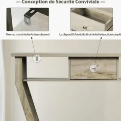 COSTWAY konsolbord - 120x30x81CM - 1 skuffe og 2 rum til opbevaring, landlig stil, naturlige indgangsmøbler Svart