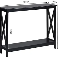 COSTWAY Konsolbord Entré Industil 100 x 30 x 80 CM med 1 Opbevaringshylde til Stue, Entré, Korridor Sort Svart