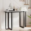 COSTWAY Konsolbord i Marmor-look, Geometrisk Metalstruktur 107 x 40 x 79,5 cm til Stue, Gang (Sort)
