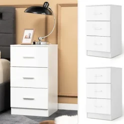 COSTWAY kontorsokkelopbevaringsenhed med 3 skuffer til A4-ark, breve, filer 37 x 34 x 66,5 CM Hvid