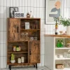 COSTWAY 4-lags reol 80 x 24 x 119,5 CM, opbevaringsenhed med døre, hylder og anti-vippeanordning, kaffe