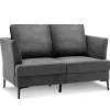 COSTWAY Moderne 2-personers lige sofa - 2 aftagelige puder - L 141 x D 80 x H 72 cm i gråt hørstof