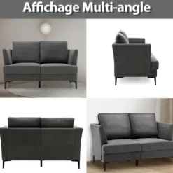 COSTWAY Moderne 2-personers lige sofa - 2 aftagelige puder - L 141 x D 80 x H 72 cm i gråt hørstof