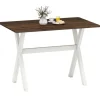 COSTWAY Moderne Træ Spisebord 110x71x76 cm - X-formet Ramme til Små Rum - Belastning Kapacitet 100 kg
