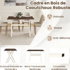 COSTWAY Moderne Træ Spisebord 110x71x76 cm - X-formet Ramme til Små Rum - Belastning Kapacitet 100 kg