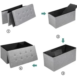 COSTWAY Opbevaringsbænk 115L - Kiste 80 x 38 x 38 CM, Belastningskapacitet 160 KG, i Oxford-stof til Værelset, Entré Mørkegrå