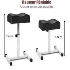 COSTWAY Pedicure skammel med justerbar sædehøjde 45-65 cm, tyk og blød pude, til manicure benpleje, belastning 10 kg Svart