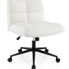 COSTWAY polstret kontorstol på hjul uden armlæn, justerbar sædehøjde 49-57 cm, beige
