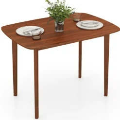 COSTWAY Rektangulær Spisebord 110 x 78 x 77 cm til 2-4 Personer - Solide Gummitræsfødder - Moderne Stil