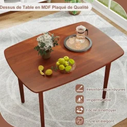 COSTWAY Rektangulær Spisebord 110 x 78 x 77 cm til 2-4 Personer - Solide Gummitræsfødder - Moderne Stil