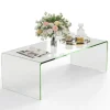 COSTWAY rektangulært sofabord af hærdet glas, 108x50x35 CM, U-formet stuebord med glatte afrundede kanter Belastning 30 kg
