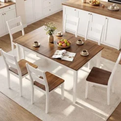COSTWAY Rektangulært Træ Spisebord til 4 til 6 Personer 152,5 x 91,5 x 76,5 cm til Køkken