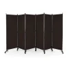 COSTWAY rulleskærm - 6 aftagelige foldepaneler 334,5 x 172 cm (L x H) Rumdeler, Beskyt privatlivets fred, Brun