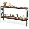 COSTWAY Smal Konsolbord i 2 Niveauer, Industriel Stil, Metalramme til Gang, Stue, Foyer, Rustik Brun