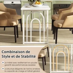 COSTWAY Spisebord på 160 CM til 6-8 Personer Rektangulært med Robuste Metalben, Moderne Stil Hvid