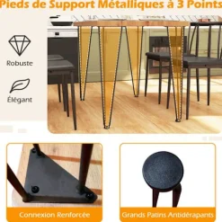 COSTWAY Spisebordsensemble 5 dele - 4 Stole til 4 Personer - Metalstruktur til Restaurant