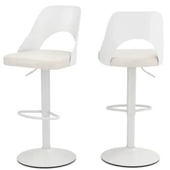 COSTWAY Sæt af 2 Ergonomiske Barstole - Justerbar Sædehøjde 63-83 cm til Køkken Bistro Hvid
