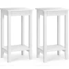 COSTWAY sæt med 2 2-lags sideborde med opbevaringshylde, 4 massive træben, til stue, soveværelse, hvid