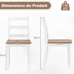 COSTWAY Sæt med 4 Spisestuestole i Træ - 40 x 40 x 85 cm - Høj Bueformet Ryg uden Armlæn til Køkken Restaurant