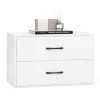 COSTWAY stabelbar kommode med 2 skuffer, med anti-tip-sæt, til soveværelse, stue, kontor, 60 x 34 x 38 cm, hvid