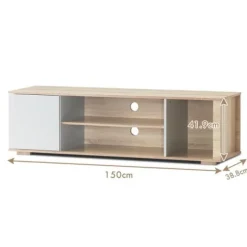 COSTWAY TV Stand, Multimediekonsol til TV op til 55'' med Modern Style Cable Management Beige och vit