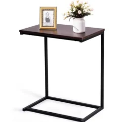 COSTWAY U-formet stue kaffesofa endebord - industriel stil MDF træ og metal 55x35x65CM