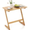 COSTWAY Z-formet Sidebord - Birkebordsbord i massivt bambus 75 X 40 X 70 CM Naturlig