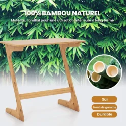 COSTWAY Z-formet Sidebord - Birkebordsbord i massivt bambus 75 X 40 X 70 CM Naturlig