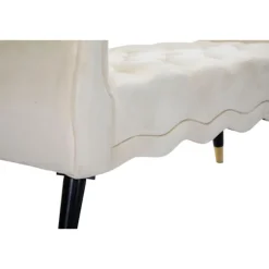 Cremefarvet fløjlsbænk, guldfinish, 120x40x60 cm