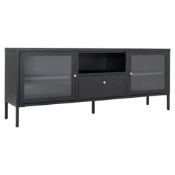 Dalby tv-bord med 2 glasdøre, 1 skuffe, 1 hylde i sort. Svart