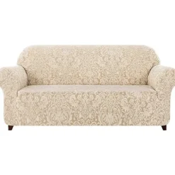 Damask Sofa Cover Stretch Betræk (2 Personers, Khaki)