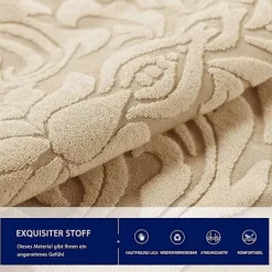 Damask Sofa Cover Stretch Betræk (2 Personers, Khaki)