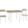 3-Delt Siddegruppe Spisegruppe Med 2 Stole Og 1 Bord Spisebordssæt Og Klapbordplade Stål Mdf Natur + Hvid 120 X 60 X 75 Cm