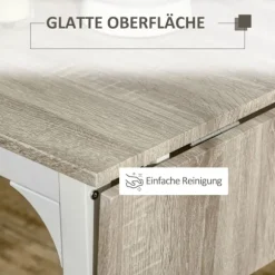 3-Delt Siddegruppe Spisegruppe Med 2 Stole Og 1 Bord Spisebordssæt Og Klapbordplade Stål Mdf Natur + Hvid 120 X 60 X 75 Cm