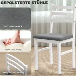 3-delt spisestuesæt med 2 stole, pladsbesparende, hvid MDF