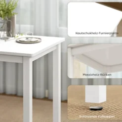 3-delt spisestuesæt med 2 stole, pladsbesparende, hvid MDF