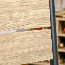 3-Delt Spisestuesæt Med Træbord Mdf + Metal, Naturligt Træ Årer + Sort, 1 Bord + 2 Stole