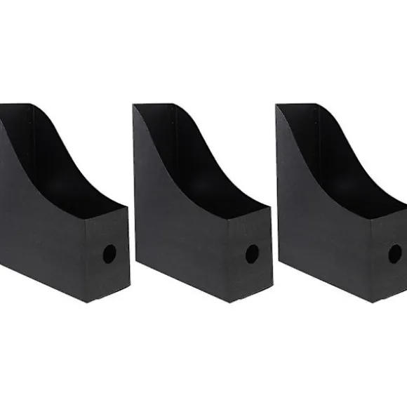 3-delt sæt med håndtag buede skrivebordsarkiv opbevaringsboks magasin stativ fil opbevaringsboks magasin fil stativ (27.00X24.00X9.00CM, sort)