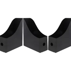 3-delt sæt med håndtag buede skrivebordsarkiv opbevaringsboks magasin stativ fil opbevaringsboks magasin fil stativ (27.00X24.00X9.00CM, sort)