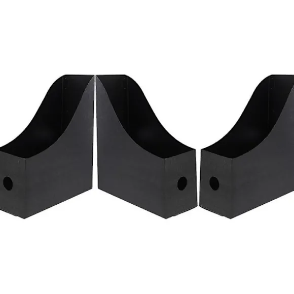 3-delt sæt med håndtag buede skrivebordsarkiv opbevaringsboks magasin stativ fil opbevaringsboks magasin fil stativ (27.00X24.00X9.00CM, sort)
