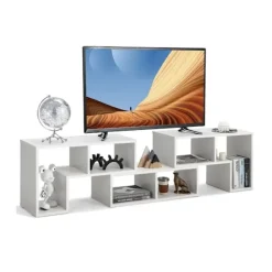 3-delt tv-skab i træ til tv op til 65" Frit kombinerbar tv-stander hvid