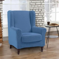 (Denim Blå) Vingestolsbetræk, skridsikkert lænestolsbetræk Jacquard Spandex-stof med elastisk bund-X47-