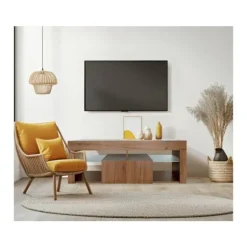 Design TV-møbel i træ "Hugo" - 140 x 40 x 50 cm - Brun kastanj
