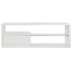 DKD Home Decor tv-møbel Hvidt glas MDF (140 x 50 x 40 cm) - 8424001880645