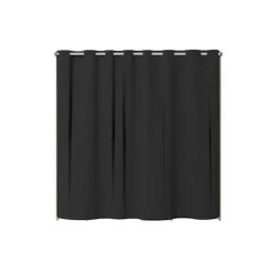 Dobbelt ARTIC garderobe - L198 x P48 x H203 cm - Egetræ dekoration + sort gardin - Fremstillet i Frankrig ek och svart