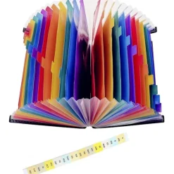 Dokumentmappe - A4 - brandsikker harmonikamappe - Skrivemappe A4 - 25 rum - mappe til dokumenter - Transparent plastmappe til opbevaring af papirer