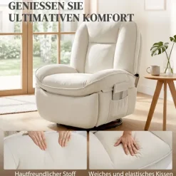 Drejelig lænestol med dyb sæde og chenillestof