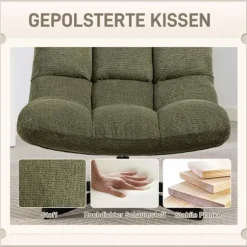 Drejelig loungestol, bredt sæde, vandafvisende chenille, grøn