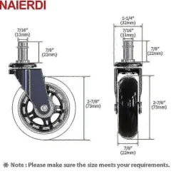 Drejelige Gummihjul Kontorstol Hjul Udskiftning 60kg Bløde Sikre Rollerblade Stil 10mm 10mm